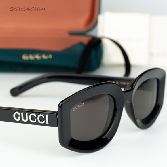 BRAND NEW Gucci GG1719S 001 Black Grey Women Square Sunglasses GG 1719S - Picture 1 of 10